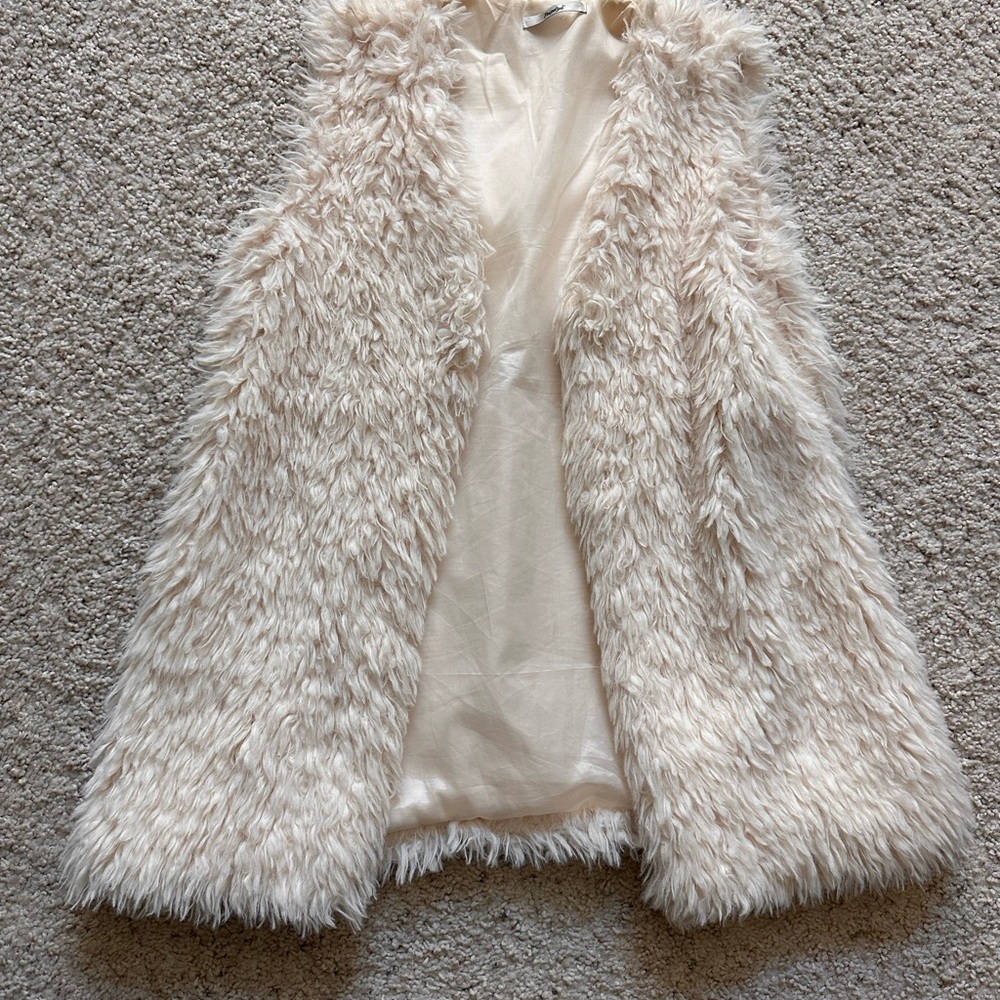 Papaya Cream Faux Fur Vest